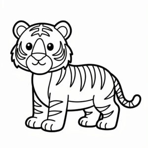 Enkel tiger målarbild för förskolan