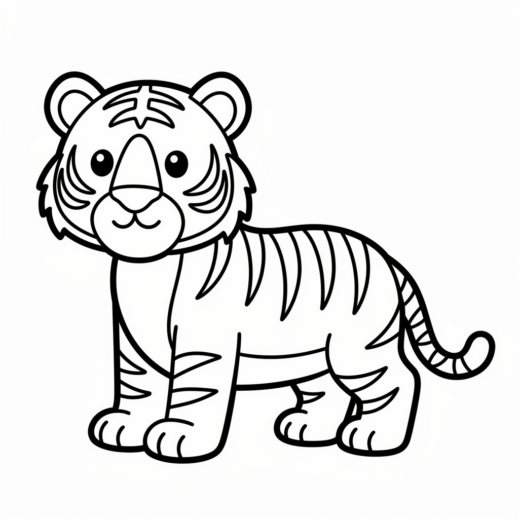 Enkel tiger målarbild för förskolan