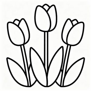 Enkel tulpan målarbild med söta blommor och blad