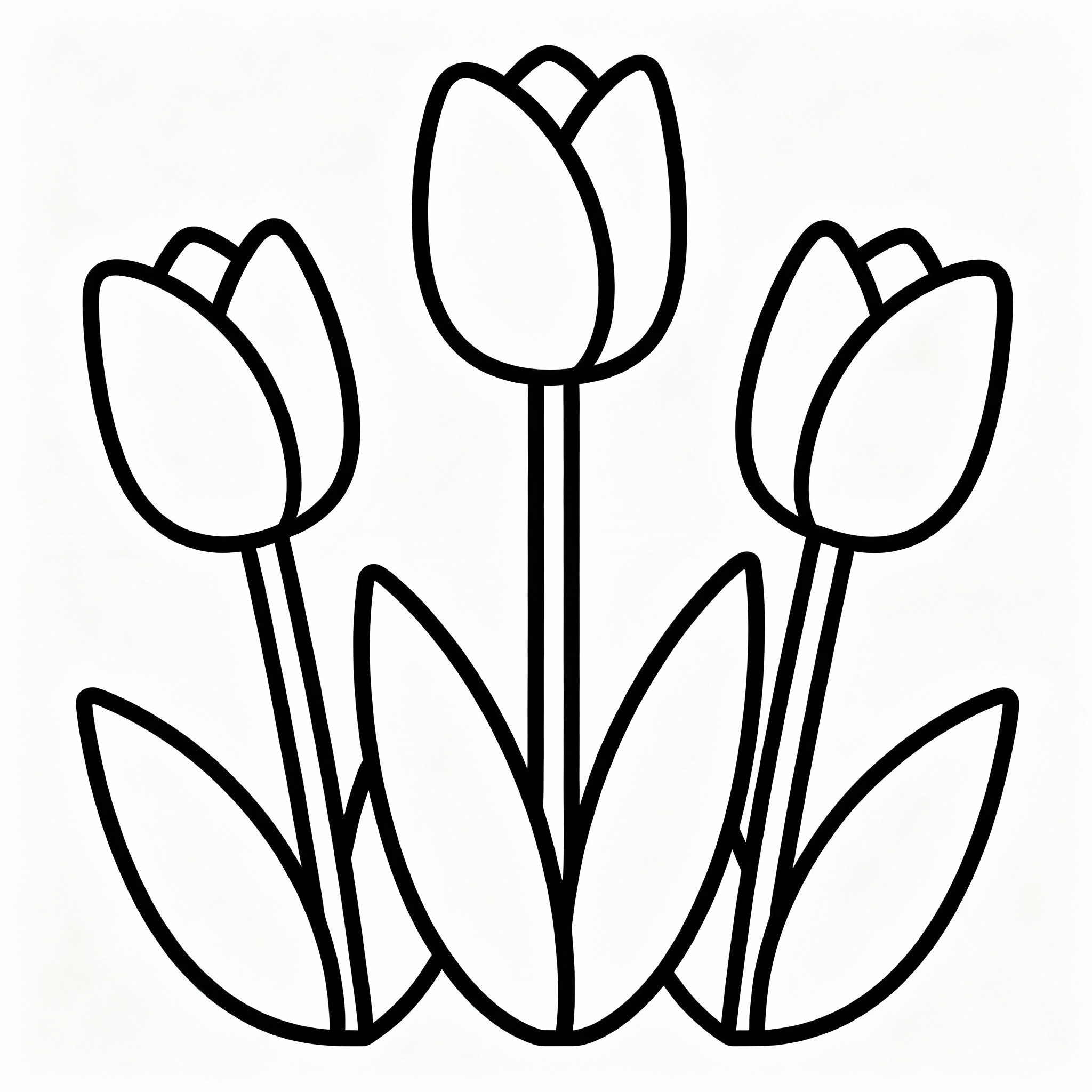 Enkel tulpan målarbild med söta blommor och blad