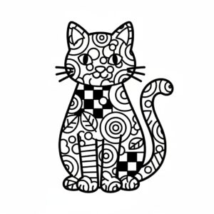 Enkel zentangle katt målarbild för nybörjare