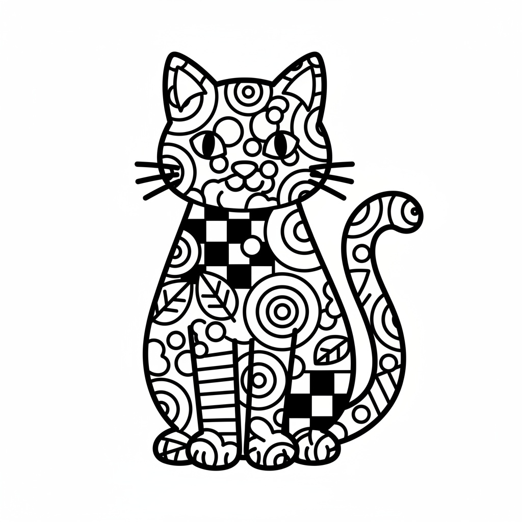 Enkel zentangle katt målarbild för nybörjare