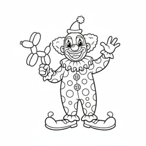 Festligt målarblad med vänlig clown för barn