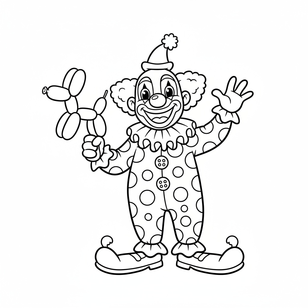 Festligt målarblad med vänlig clown för barn