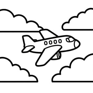 Flygplan bland molntussar målarbild