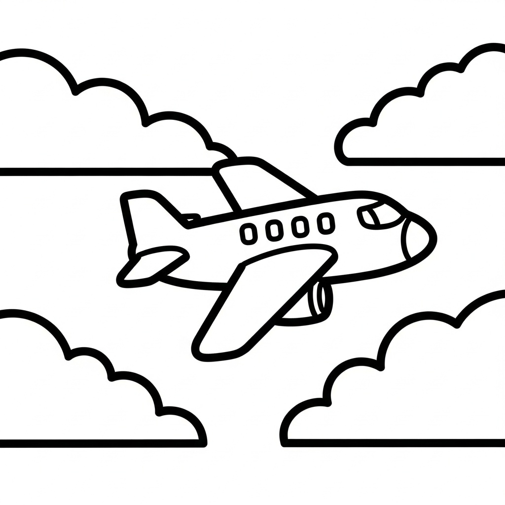 Flygplan bland molntussar målarbild