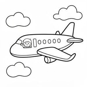 Flygplan med vinkande passagerare målarbild