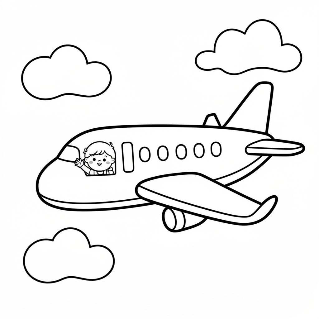 Flygplan med vinkande passagerare målarbild