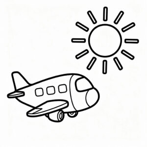 Flygplan och den lysande solen