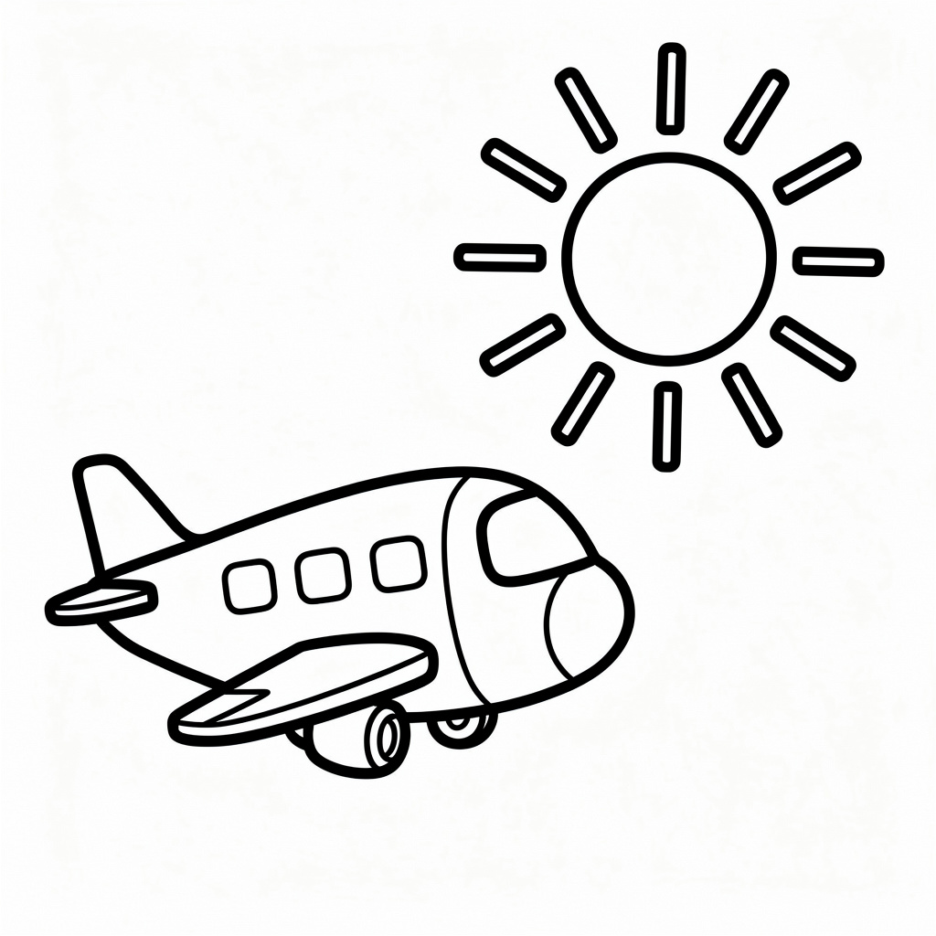 Flygplan och den lysande solen