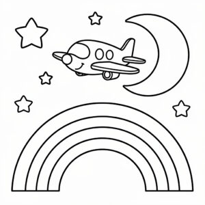 Flygplan över regnbågen