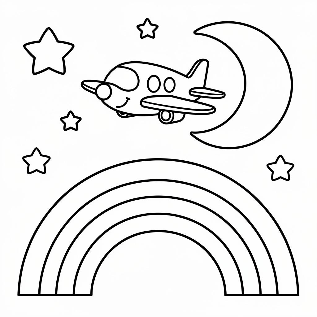 Flygplan över regnbågen