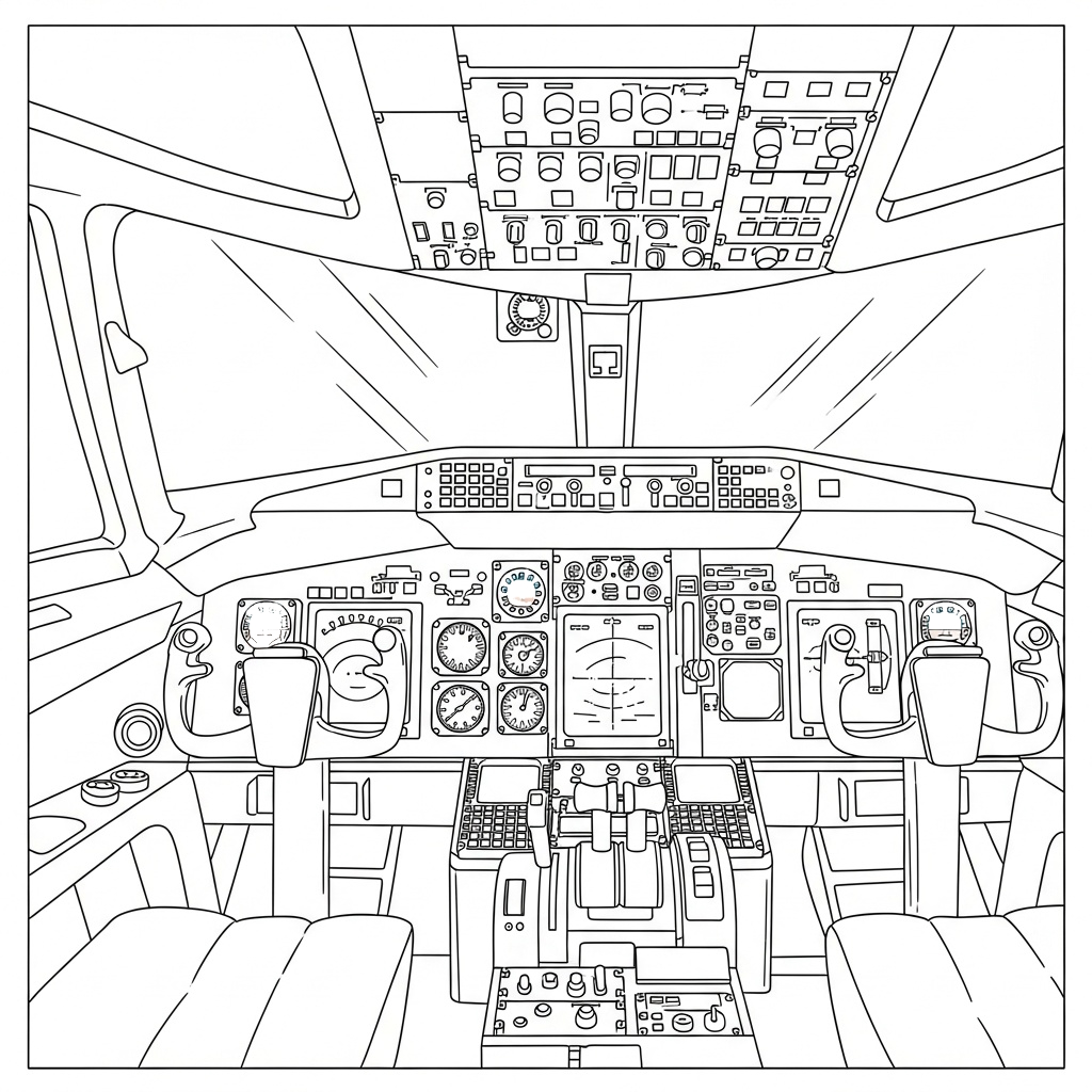 Flygplanscockpit med instrument