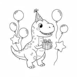 Födelsedagsmålarbild med dinosaurie