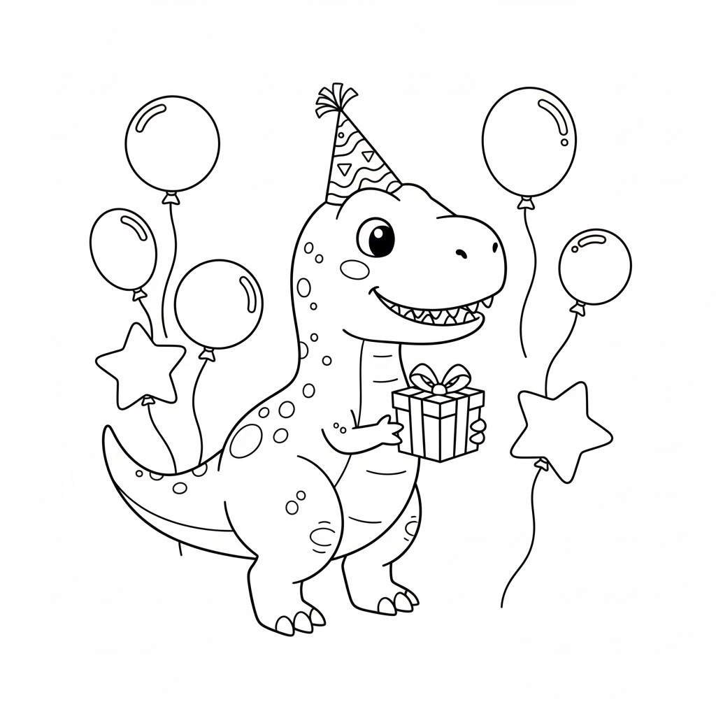 Födelsedagsmålarbild med dinosaurie