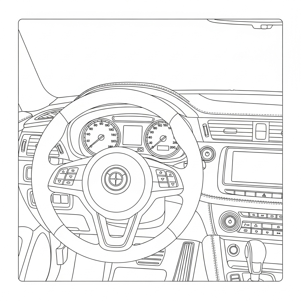 Fordon: detaljerad racingbil cockpit