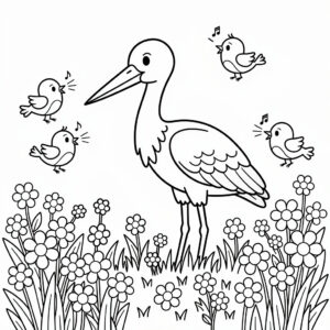 Förtjusande flyttfågel målarbild med fågelvänner