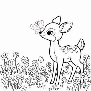 Förtrollande Bambi med fjäril på nosen