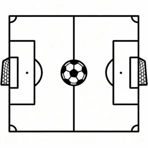 Fotbollsplan med boll – målarbild
