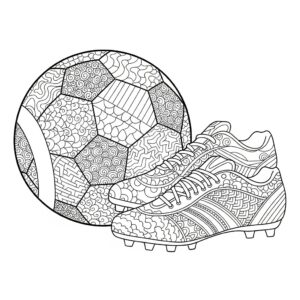 Fotbollsskor och boll med zentangle-mönster