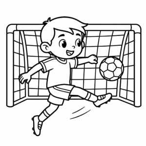 Fotbollsspelare gör mål målarbild