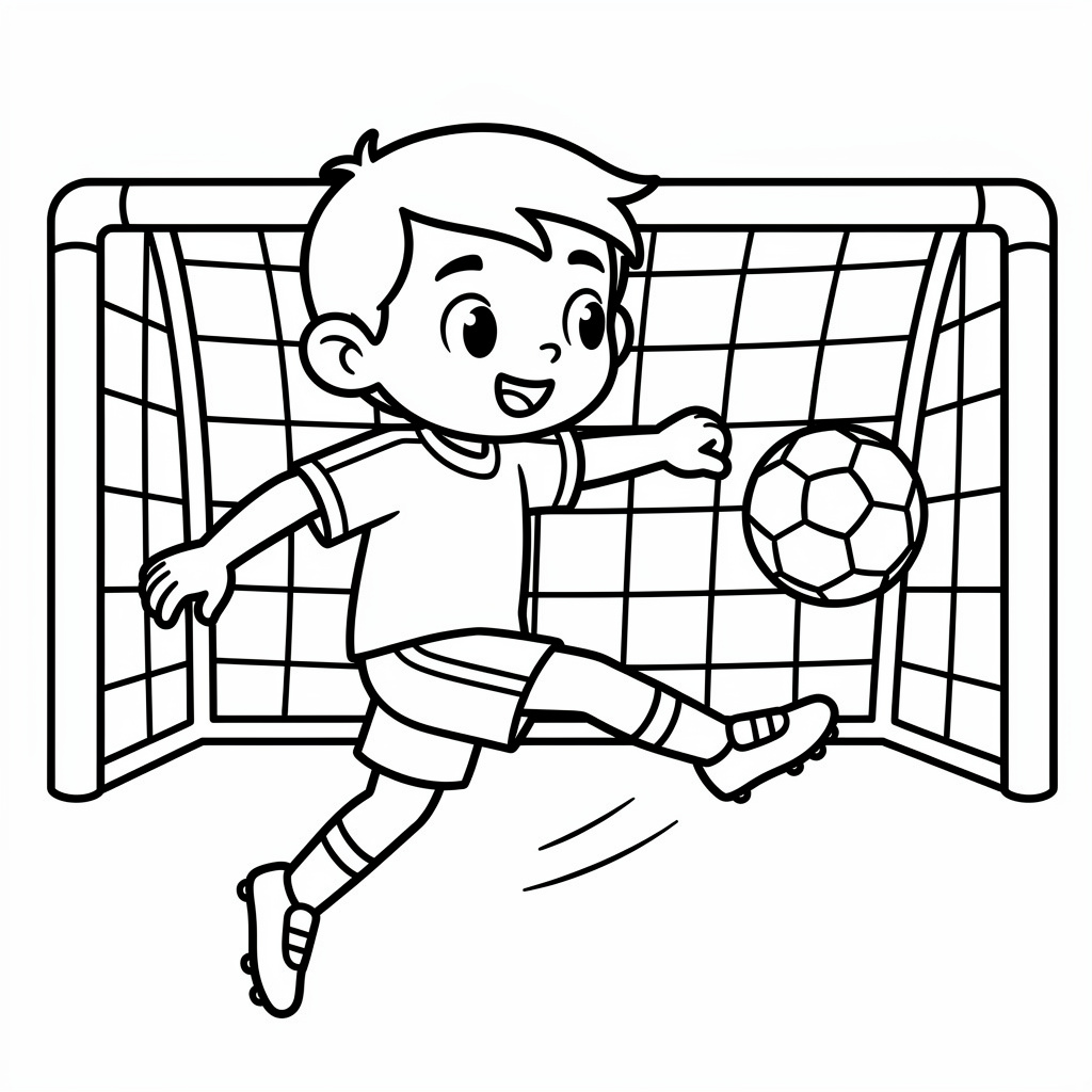 Fotbollsspelare gör mål målarbild