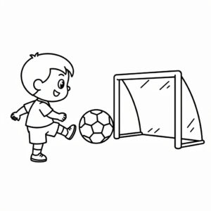 Fotbollsspelare sparkar mot mål – förskolenivå