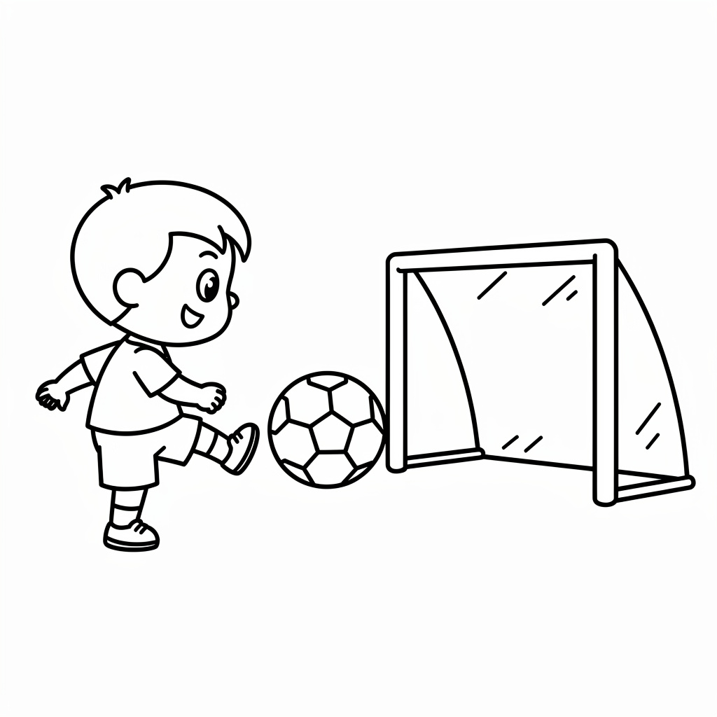 Fotbollsspelare sparkar mot mål – förskolenivå
