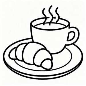 Frukostkomposition med frukt och kaffe
