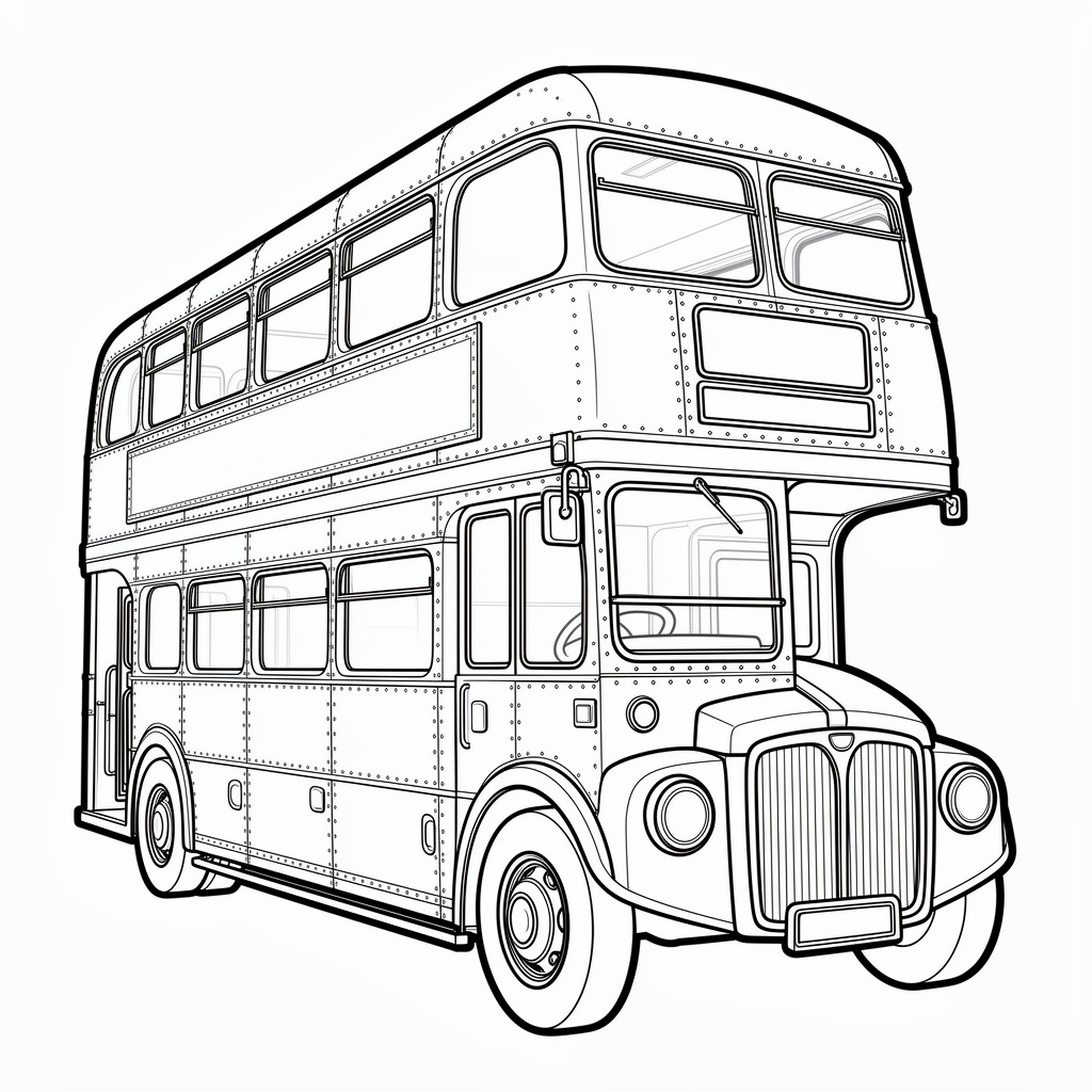 Gammal dubbeldäckarbuss teknisk ritning