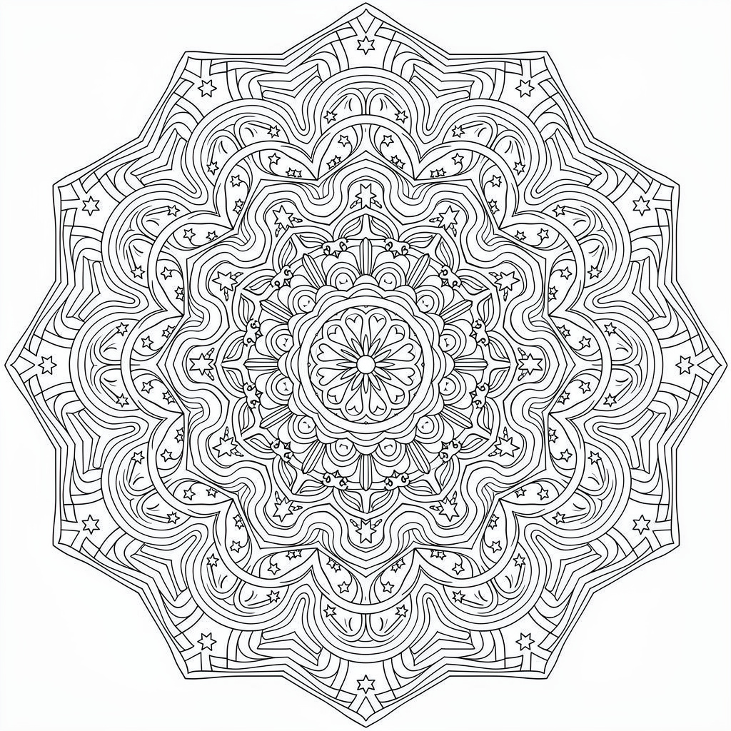 Geometrisk mandala med norrskenets vågor