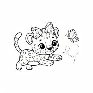 Gepard målarbild med rosett