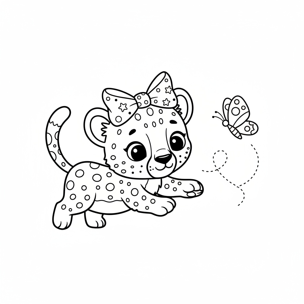 Gepard målarbild med rosett
