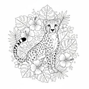 Gepard målarbild med tropisk bakgrund för större barn