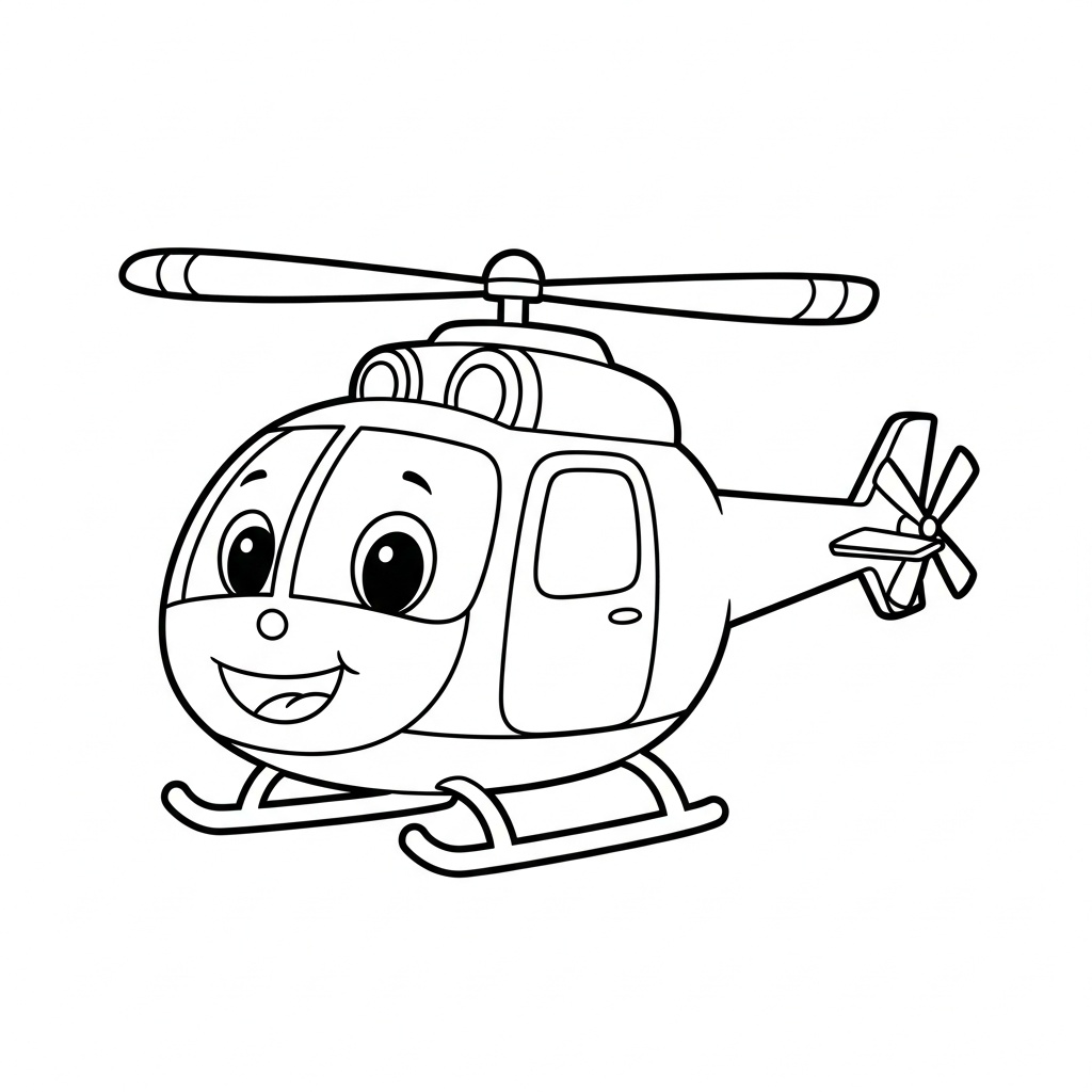 Glad helikopter målarbild med stora ögon