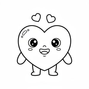 Glad hjärtfigur kawaii målarbild för barn