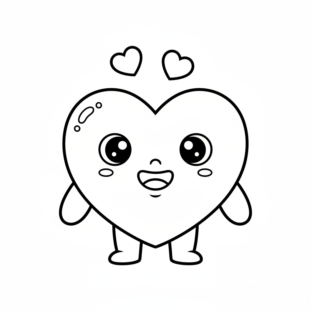Glad hjärtfigur kawaii målarbild för barn