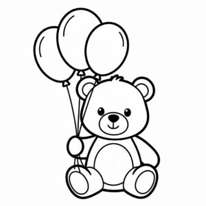 Glad nalle med ballonger målarbild