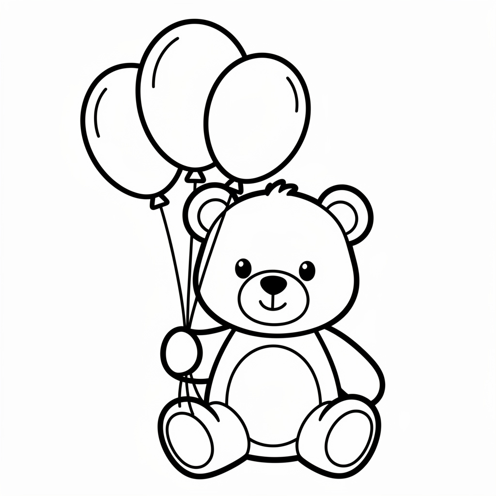 Glad nalle med ballonger målarbild