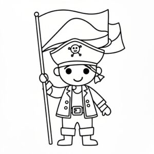 Glad pirat målarbild med flagga