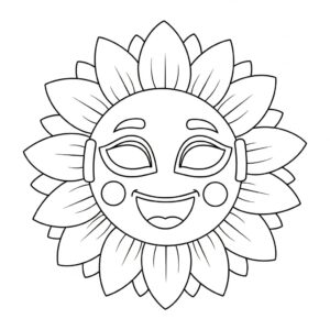 Glad solrosmask att färglägga