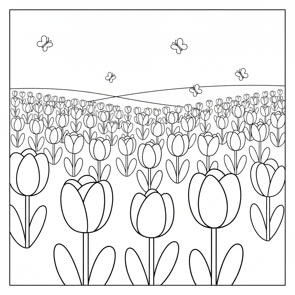 Glad tulpanäng målarbild
