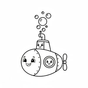 Glad ubåt målarbild med bubblor