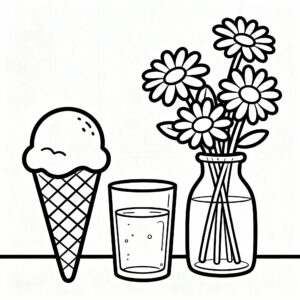 Glass-stilleben med vas och blommor