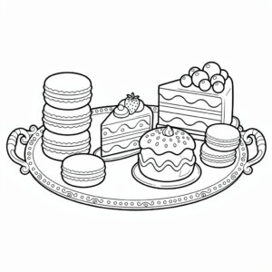 Gräddig bakelse och dekorerat fat