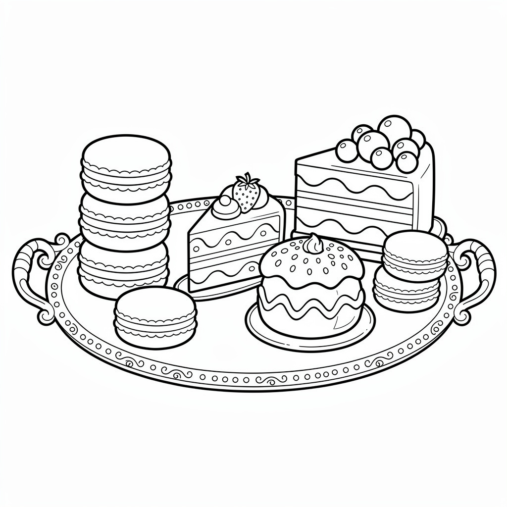 Gräddig bakelse och dekorerat fat