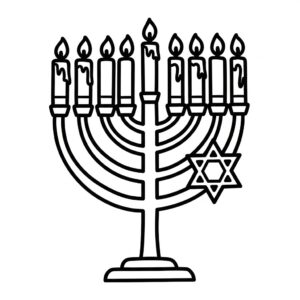 Gratis Chanukka målarbild med menorah för förskolebarn