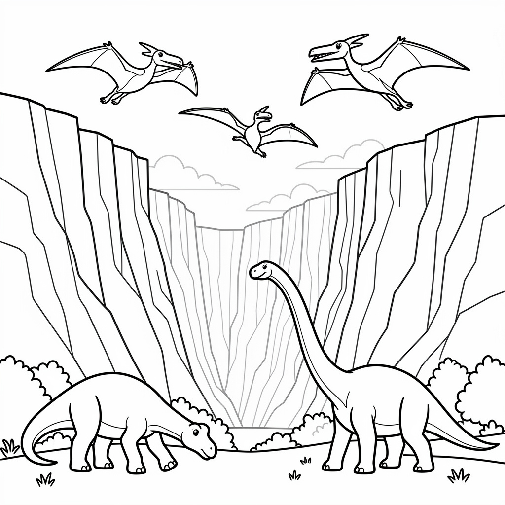 Gratis dinosauriemålarbild med flygande urtidsdjur