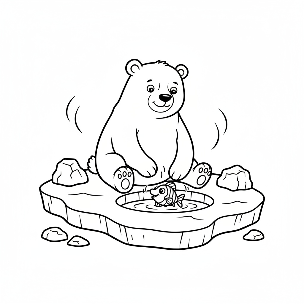 Gratis målarbild: isbjörn som fiskar