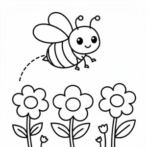 Gratis nedladdningsbar målarbild med bi på blomsteräng